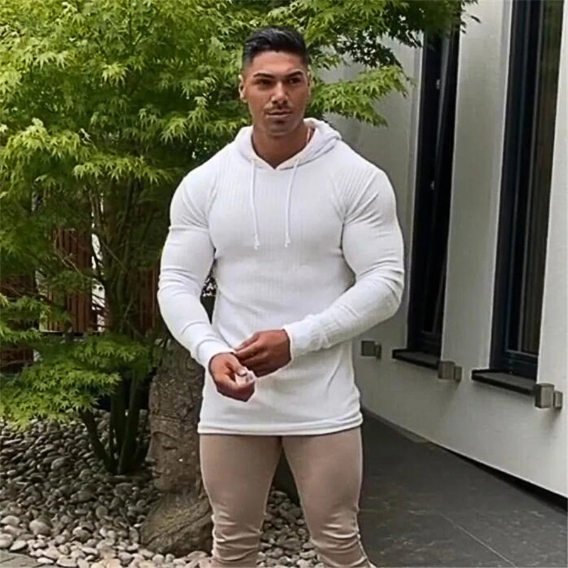 Men's Hooded Turtleneck Pullover Sweater – Slim Fit Knit Jumper | Grey, Black, White