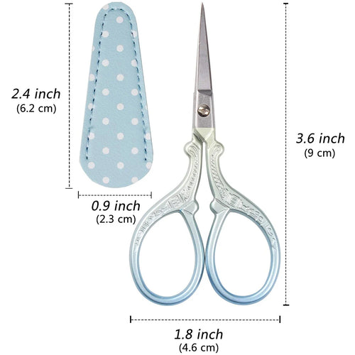 3.6 inch Embroidery Scissors with Leather Cover for Sewing Crafting