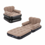 Inflatable chair and ottoman set on a white background