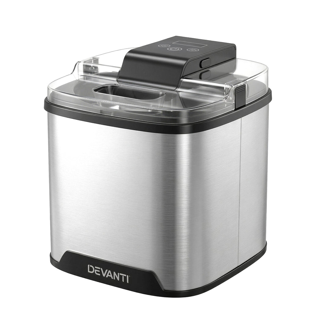 Devanti ice cream maker with clear container on a white background