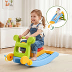 Keezi 3-in-1 Kids Activity Playset | Toddler Slide, Rocking Horse & Ring Toss | Indoor Play | Multicolour
