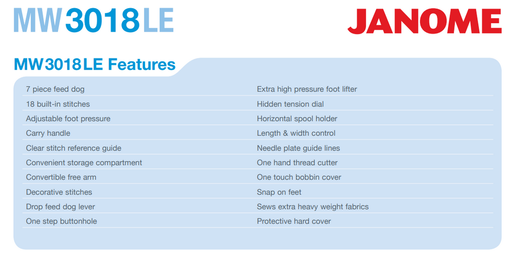 Janome MW3018LE Limited Edition Sewing Machine