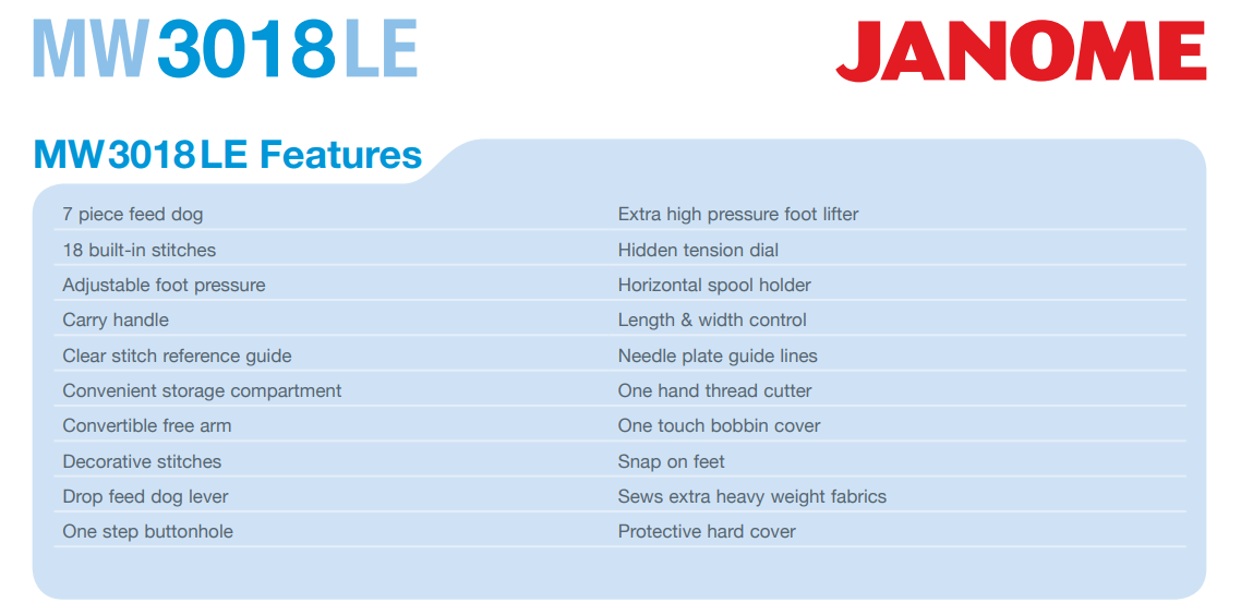 Janome MW3018LE Limited Edition Sewing Machine