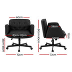 Artiss Criss Cross Chair with Wheels & Adjustable Armrests | Ergonomic Cross-Legged Office Chair | PU Leather | Black