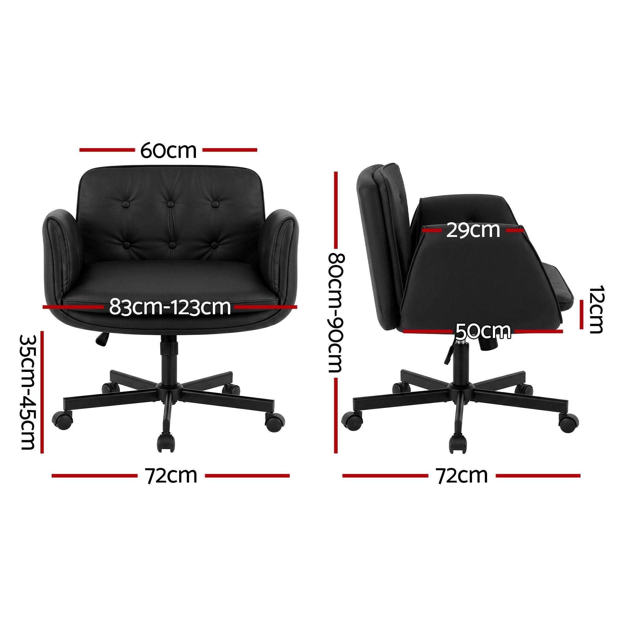 Artiss Criss Cross Chair with Wheels & Adjustable Armrests | Ergonomic Cross-Legged Office Chair | PU Leather | Black