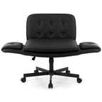 Artiss Criss Cross Chair with Wheels & Adjustable Armrests | Ergonomic Cross-Legged Office Chair | PU Leather | Black
