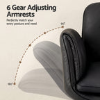 Artiss Criss Cross Chair with Wheels & Adjustable Armrests | Ergonomic Cross-Legged Office Chair | PU Leather | Black