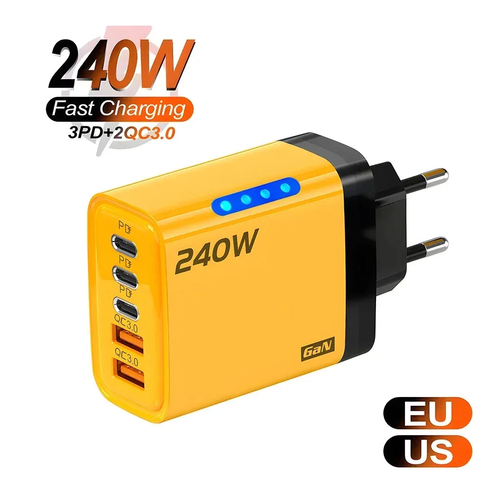 GaN USB-C Charger 5-in-1 Fast Charging Multi-Port Hub