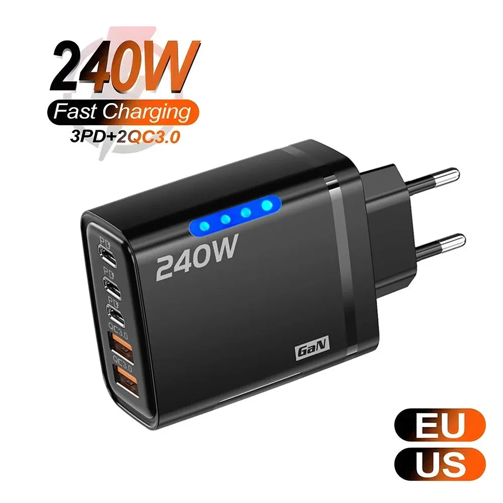 GaN USB-C Charger 5-in-1 Fast Charging Multi-Port Hub
