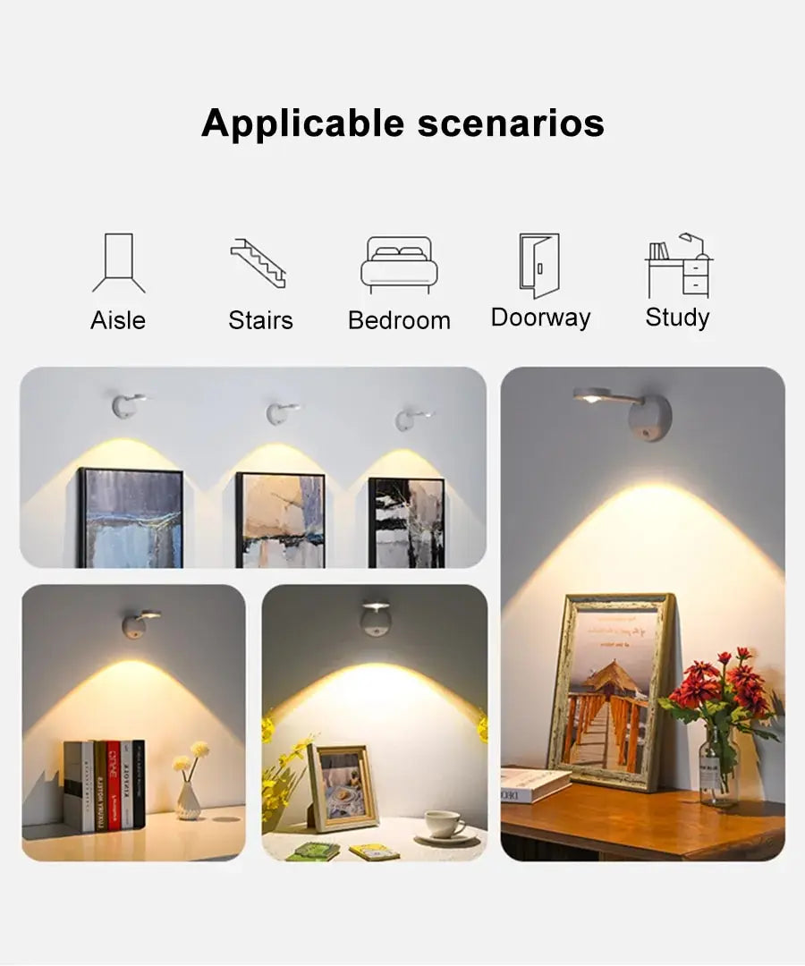 Wireless USB LED Motion Sensor Night Light – Wall Lamp for Bedroom & Living Room