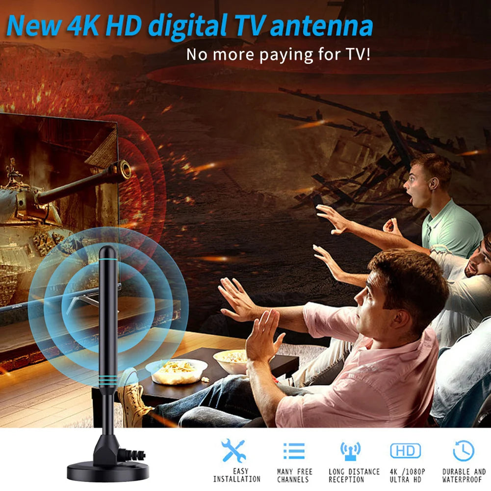 4K HD TV Antenna 500 Mile Long-Range Amplified Digital Antenna DVB-T2 Indoor Outdoor