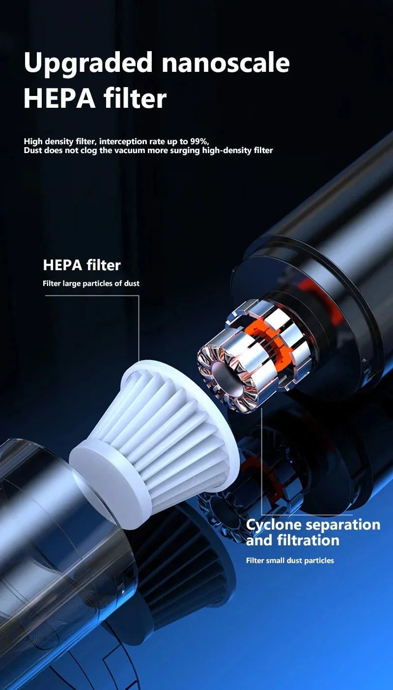 HEPA filter with text on an abstract background