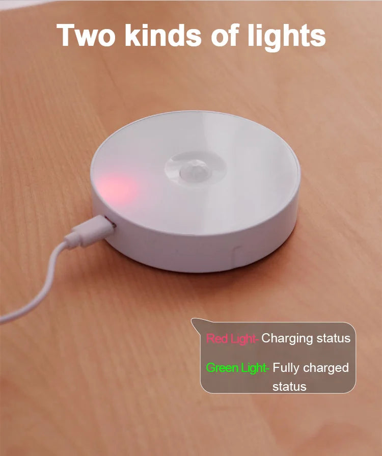 Wireless Motion Sensor Night Light – USB Rechargeable LED Puck Light