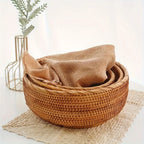 Handwoven Wicker Storage Baskets | Natural Straw Round Baskets | S, M & L