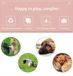 Product packaging with images of pets and text about product features on a pink backgrou