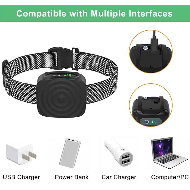 Anti Bark Collar for Dogs – Ultrasonic Vibration Training Collar with IP67 Waterproof & USB Rechargeable