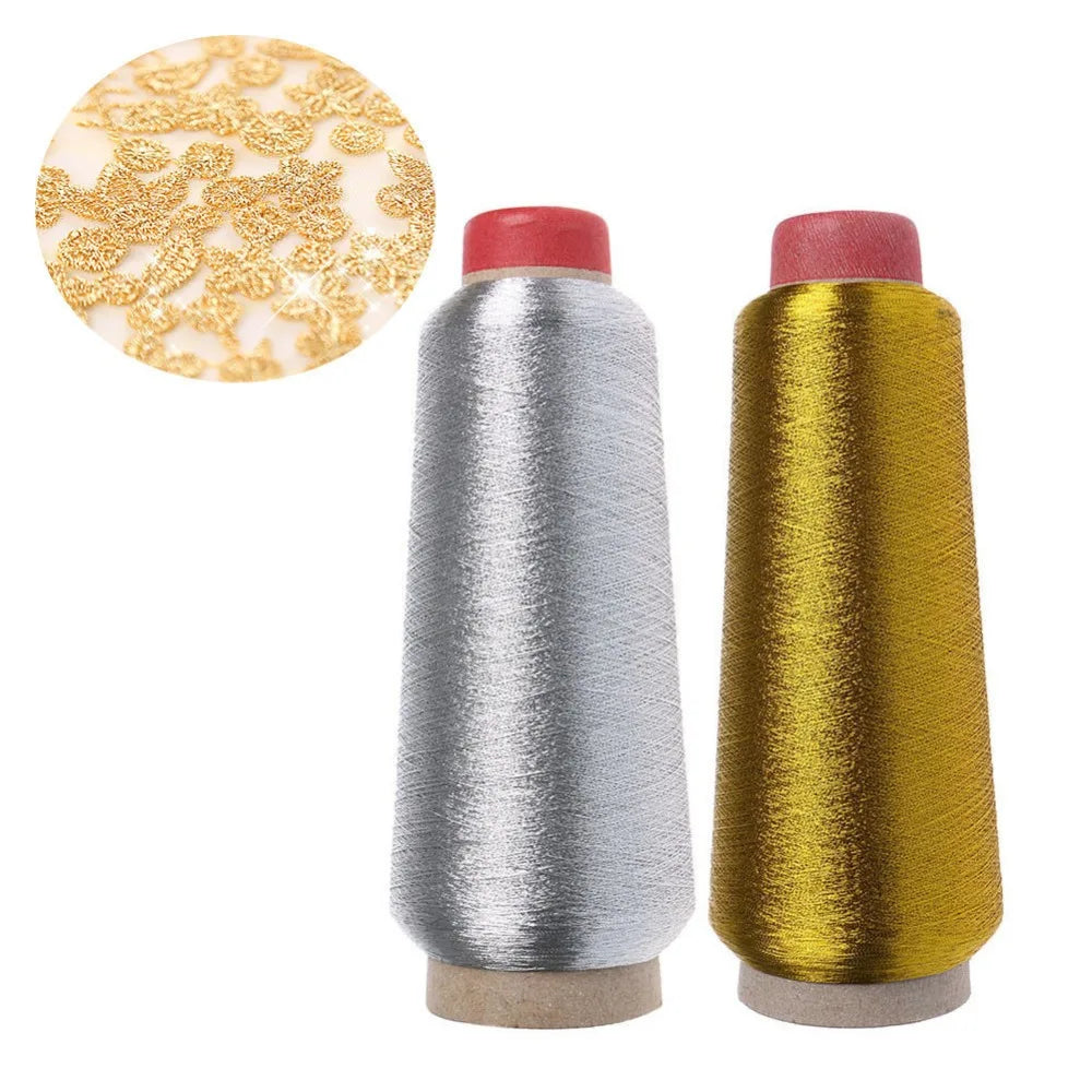 Metallic Machine Embroidery Thread | Gold & Silver | 3000m Spool