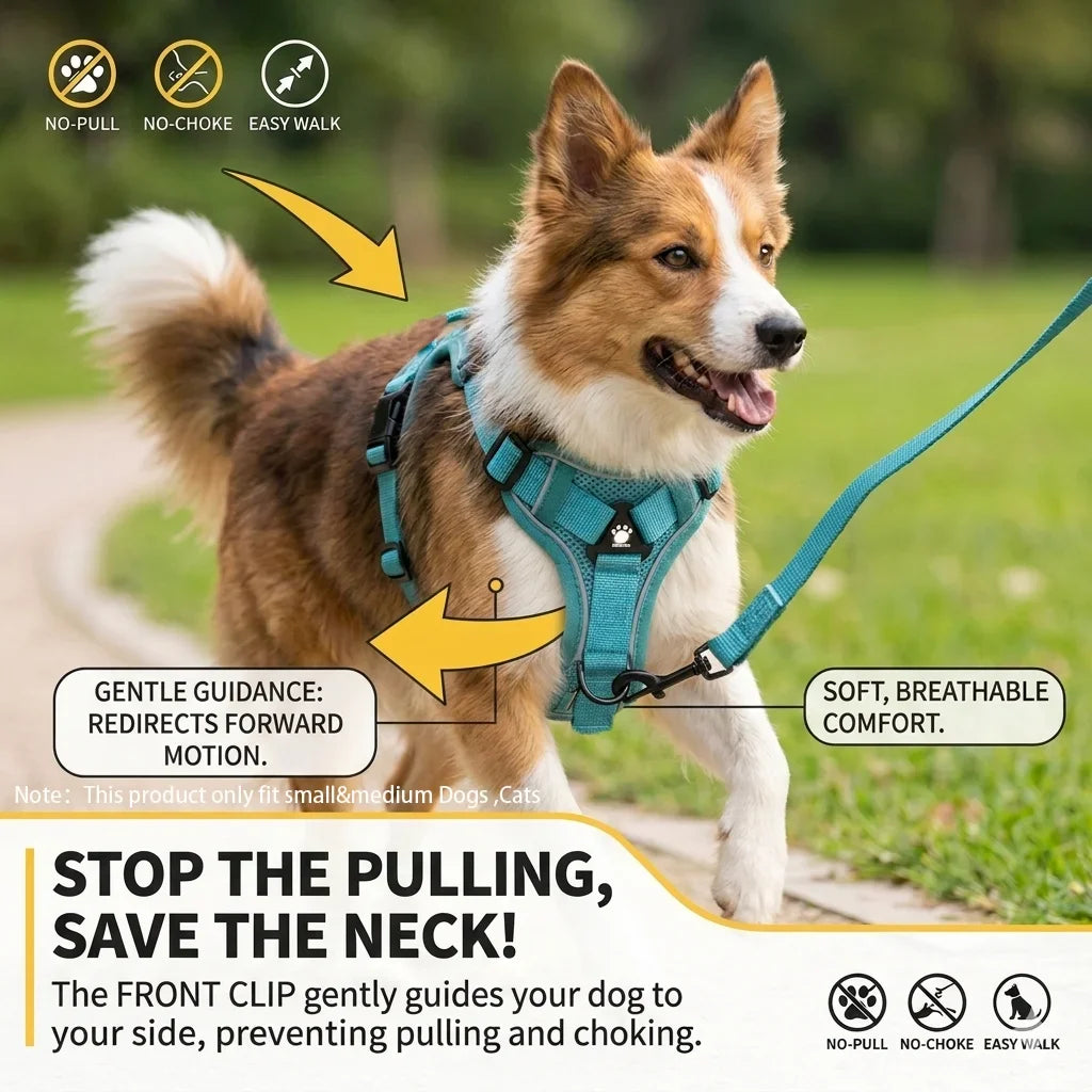 Reflective Dog Harness & Leash Set – Breathable Vest for Small & Medium Dogs and Cats-