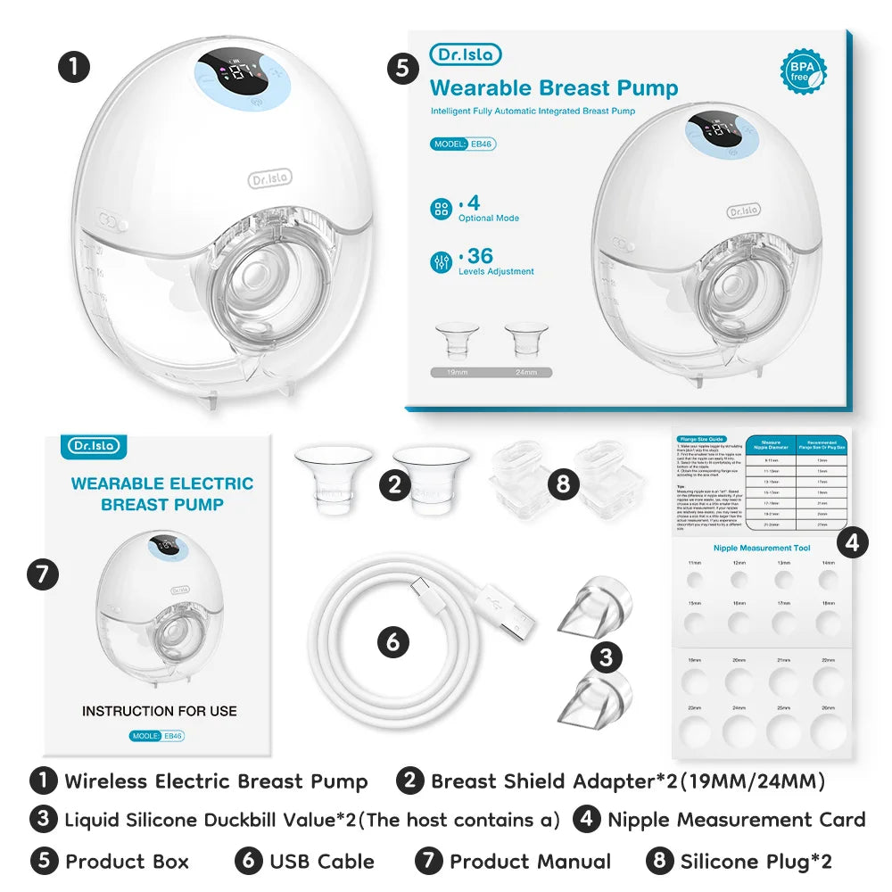 Hands-Free Wearable Electric Breast Pump – 4 Modes, 36 Levels, LED Display