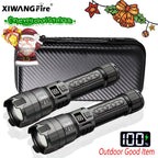 High Lumen Tactical Flashlight – Telescopic Zoom, Digital Display & USB-C Rechargeable