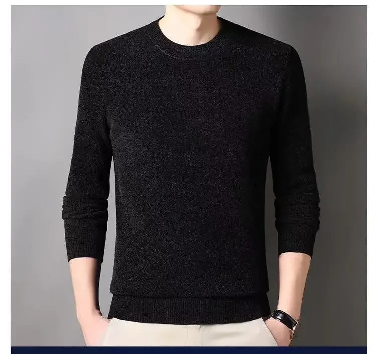 Men's Wool Blend Pullover Sweater – Warm O-Neck Knit Jumper