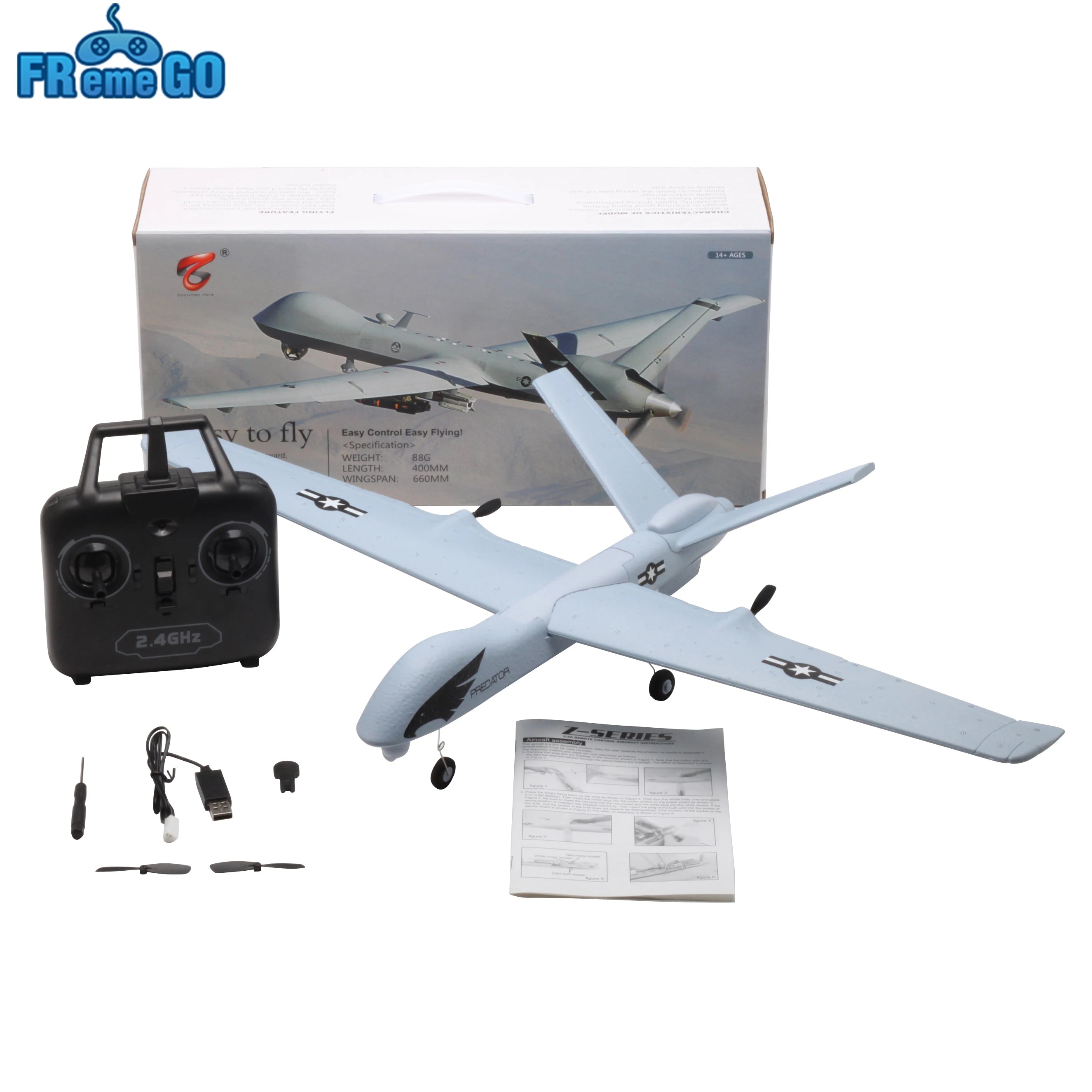Z51 Predator RC Glider | 2.4GHz Foam Plane with LED Lights — Beginner Friendly