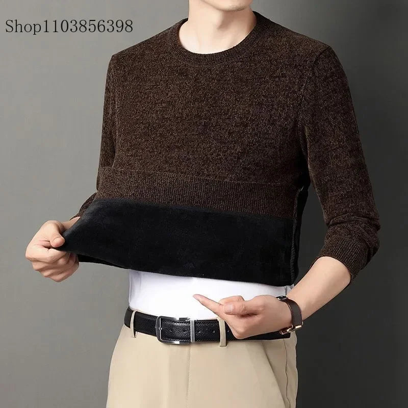 Men's Wool Blend Pullover Sweater – Warm O-Neck Knit Jumper