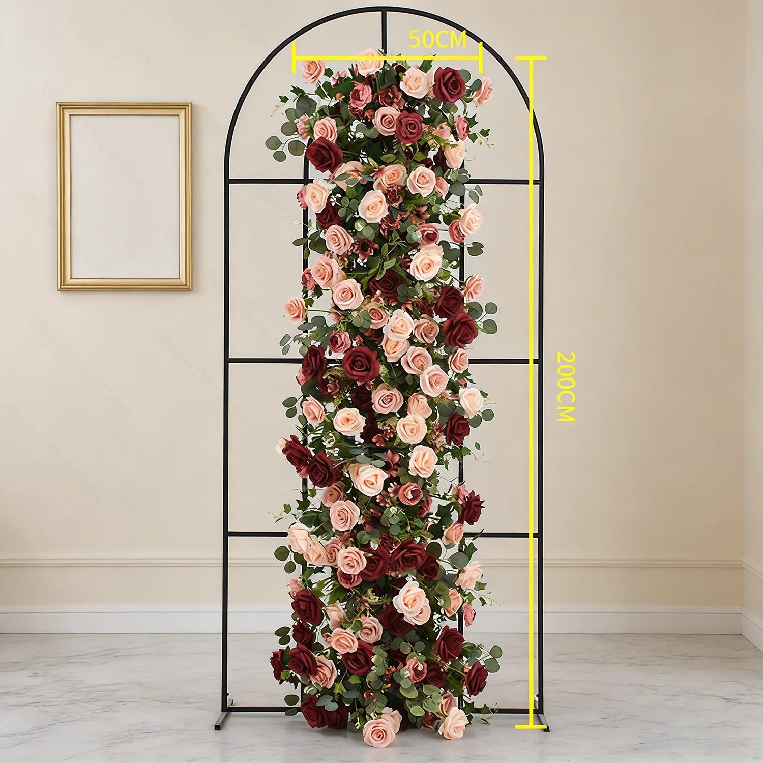 Artificial Red Rose & Green Leaf Flower Ball / Flower Row