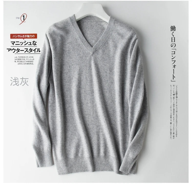 Men's Classic Cashmere Cotton Pullover Sweater – V-Neck & O-Neck