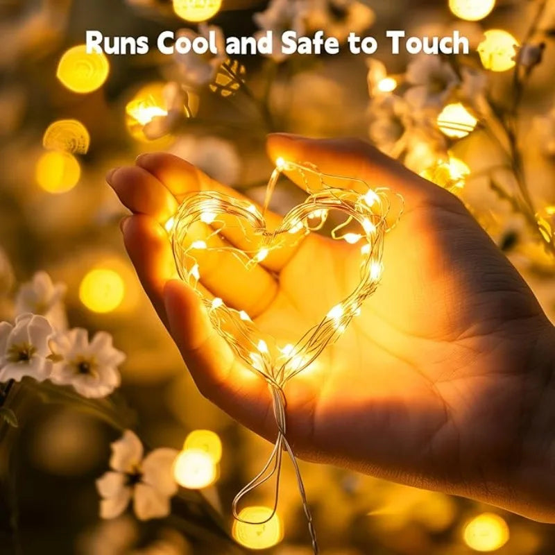 LED Fairy Lights Battery Operated | Waterproof Silver Wire Firefly Starry Lights