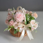 Hand-woven Wicker Wedding Flower Basket with Handle | Pink & White | Small & Large.