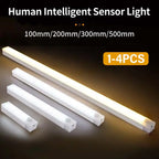 1-4Pcs Rechargeable PIR Motion Sensor LED Bar Light