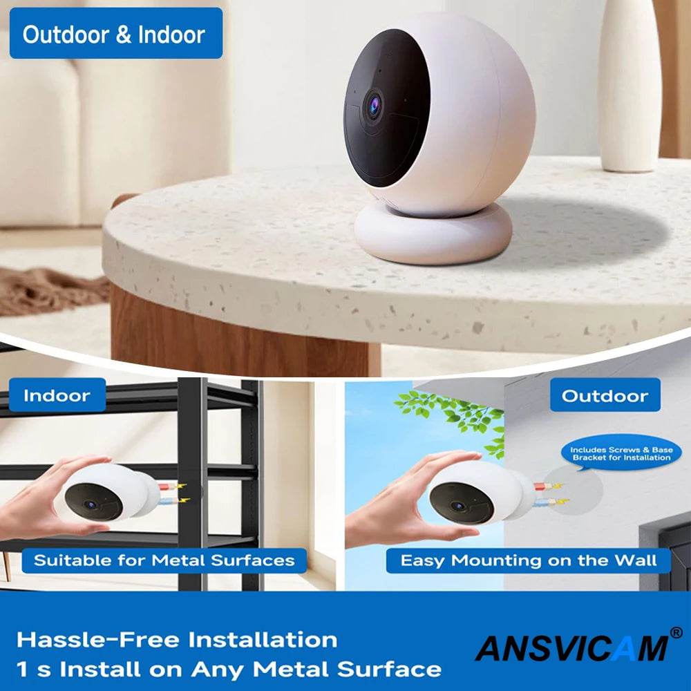 2K Wireless Battery Powered Cameras Outdoor Magnetic 5MP IP Camera