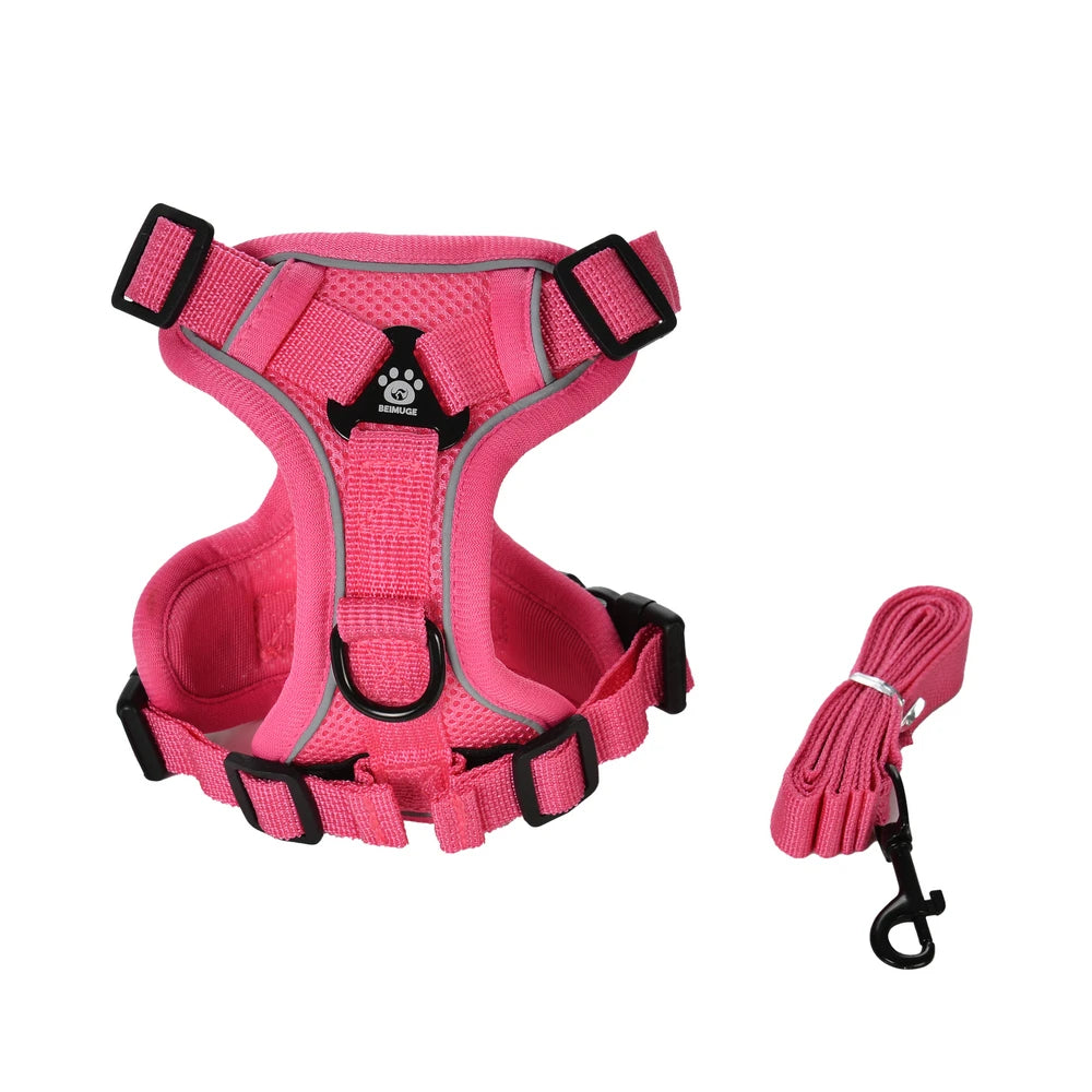 Reflective Dog Harness & Leash Set – Breathable Vest for Small & Medium Dogs and Cats-