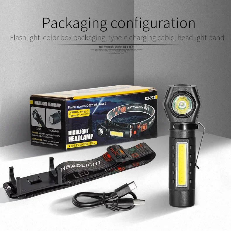ESMARTER KXK212 Rechargeable LED Headlamp & Dual-Purpose Flashlight