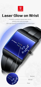 POEDAGAR 857 Men's Rectangular Stainless Steel Quartz Watch