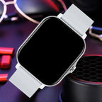Smartwatch with a white band on a dark background