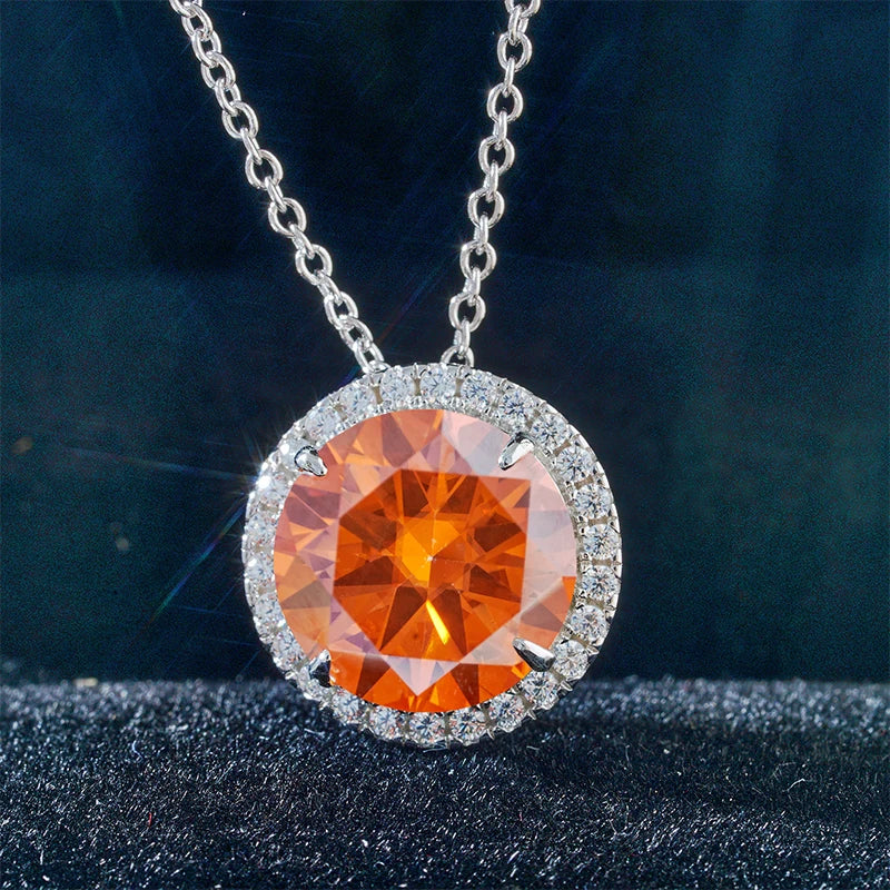 Joyce Jelly S925 Sterling Silver Moissanite Necklace – 5CT 11mm Coloured Gemstone Pendant