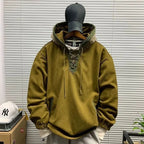 Men's Retro Solid Colour Hoodie — Casual Fleece Pullover (L–4XL)