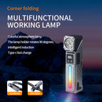 GUIG KH-T130 Multifunctional Rechargeable LED Torch – Digital Display, RGB Side Light, USB-C