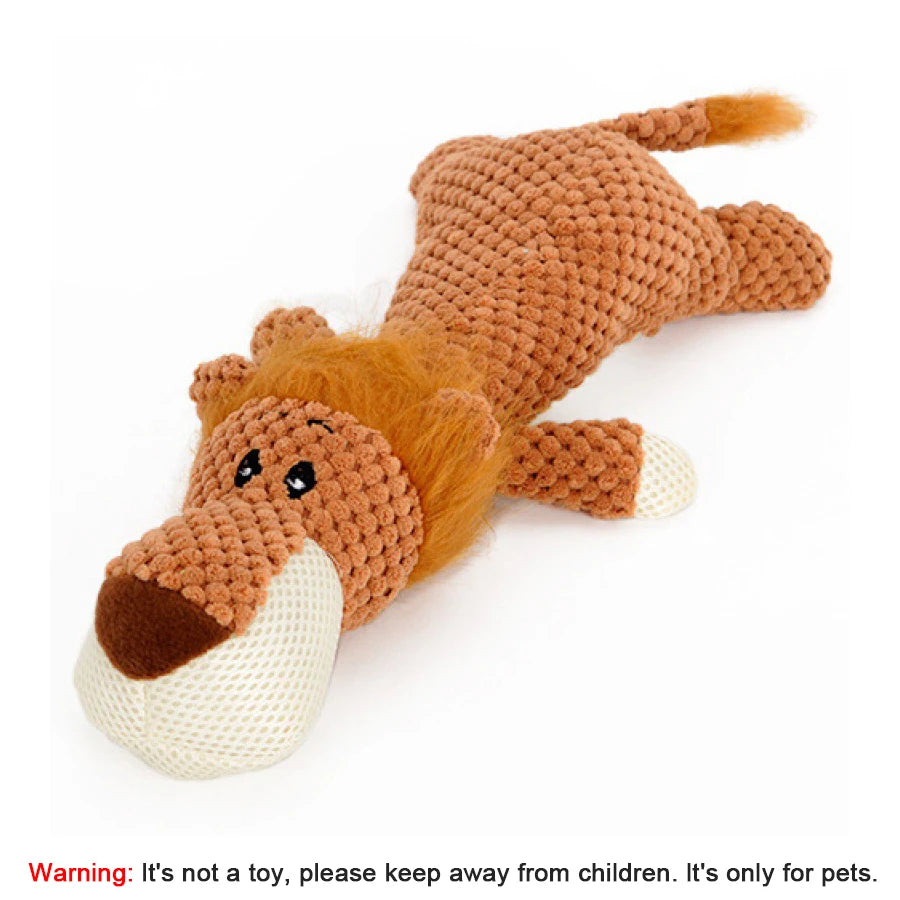 Animal Plush Squeaky Dog Toy – Bite-Resistant Lion, Wolf & Elephant | Small & Medium Dogs
