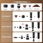 DENOKIN 3-in-1 Portable Espresso Coffee Machine — Capsule, Pod & Ground Coffee | Travel,- Camping & Home