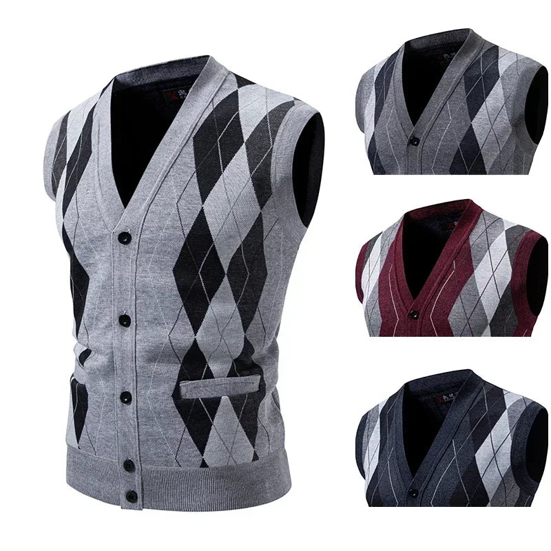 Men's Knitted Wool Vest Cardigan