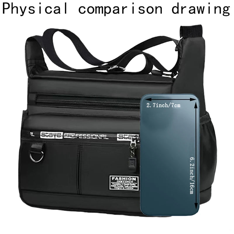 Men's Business Crossbody Bag with Multi-Layered Pockets-