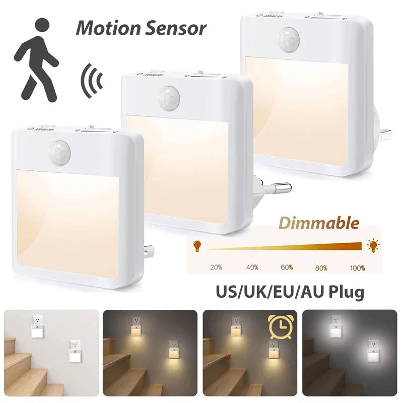 Motion Sensor Night Light - Dimmable LED with AU Plug-