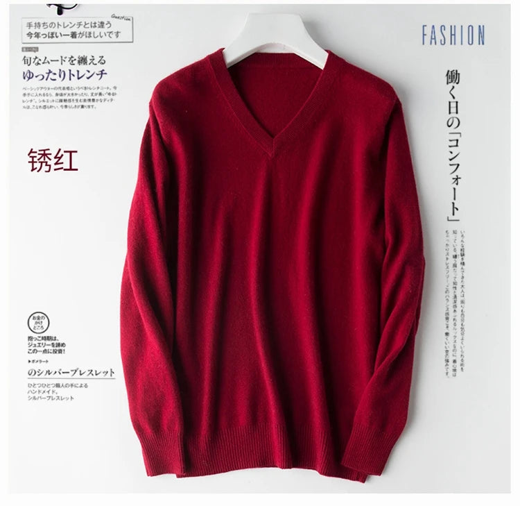 Men's Classic Cashmere Cotton Pullover Sweater – V-Neck & O-Neck