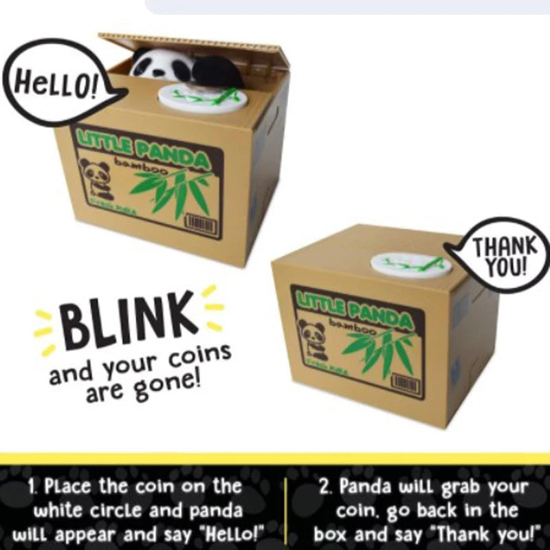 Animal Coin Stealing Piggy Bank | Kids Money Box — Cat & Panda Designs