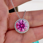 Joyce Jelly S925 Sterling Silver Moissanite Necklace – 5CT 11mm Coloured Gemstone Pendant