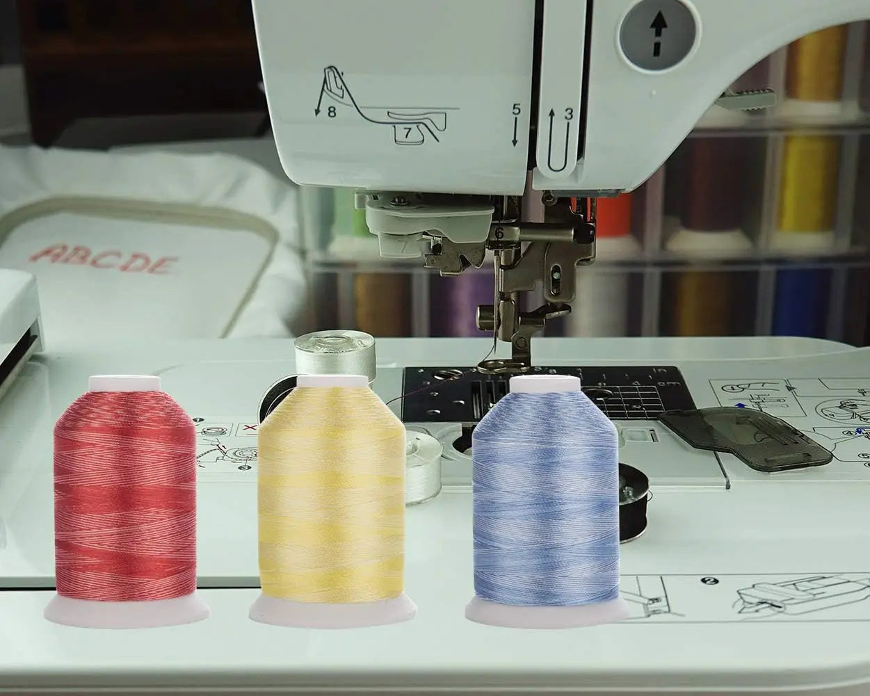 12 Variegated Colour Polyester Embroidery Thread | 40wt | 1000m Spools | 12-Pack