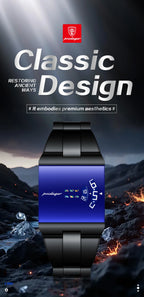 POEDAGAR 857 Men's Rectangular Stainless Steel Quartz Watch